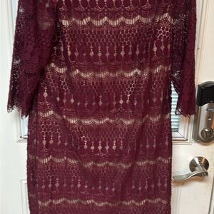 Jessica Howard Red Sheath Dress 3/4 Sleeve Wedding Guest